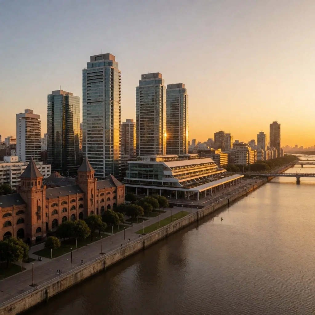 Skyline del centro de negocios de Buenos Aires con edificios de oficinas