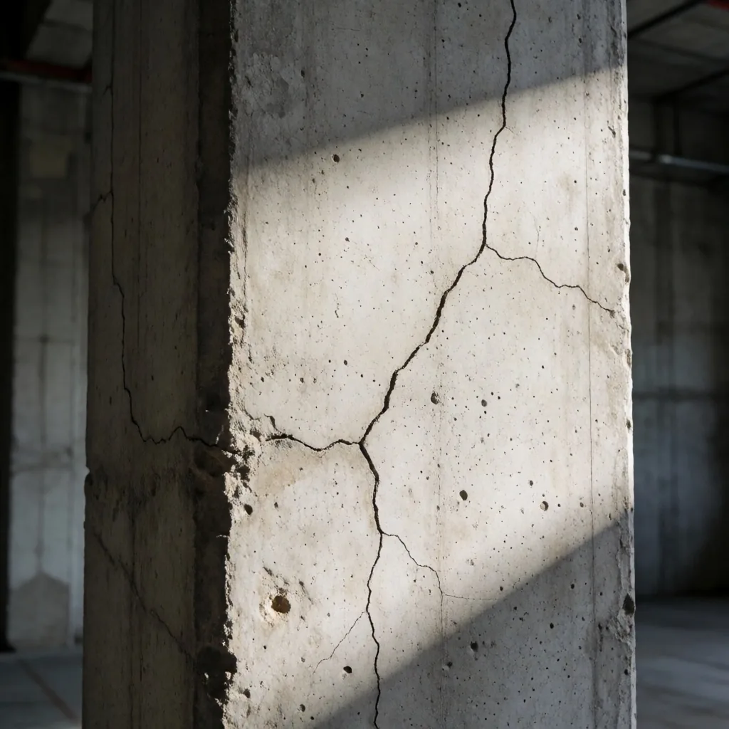 Pilar estructural de hormigón en inmueble comercial