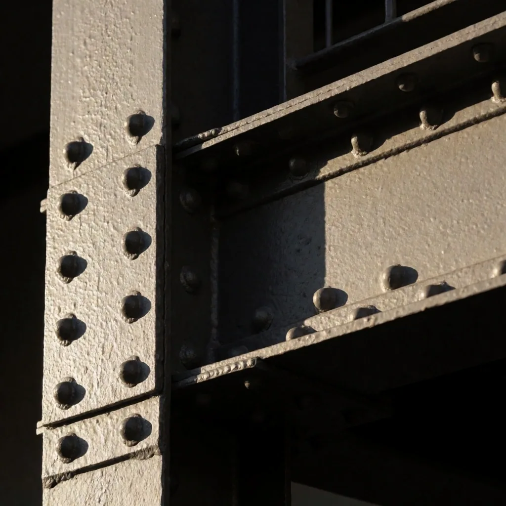 Detalle estructural de viga de acero en edificio comercial